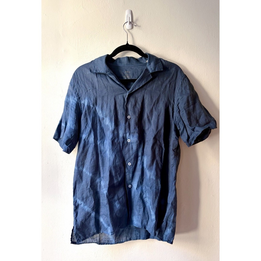 Altea $434 Blue Tie Dye 100% Linen T Shirt Made In Italy Mens Medium
